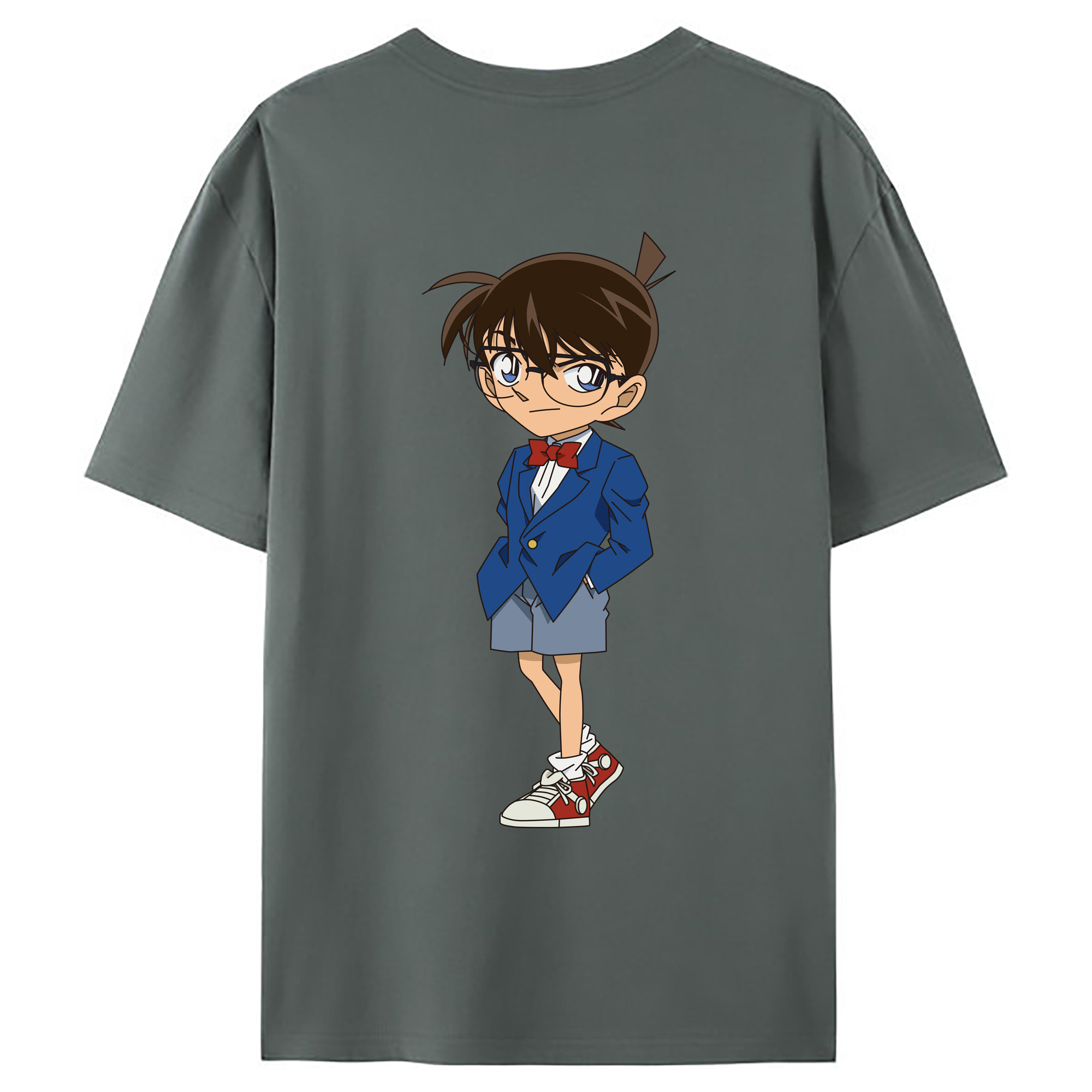 （画像用） 名探偵コナン 江戸川 コナン Detective Conan Conan Edogawa 綿100％ メンズ半袖Tシャツ（バックプリント） 通気性